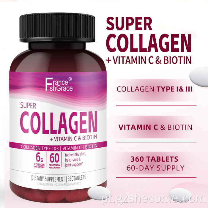 Antioxidantes de colágeno Shecome comprimidos de colágeno hidrolisado